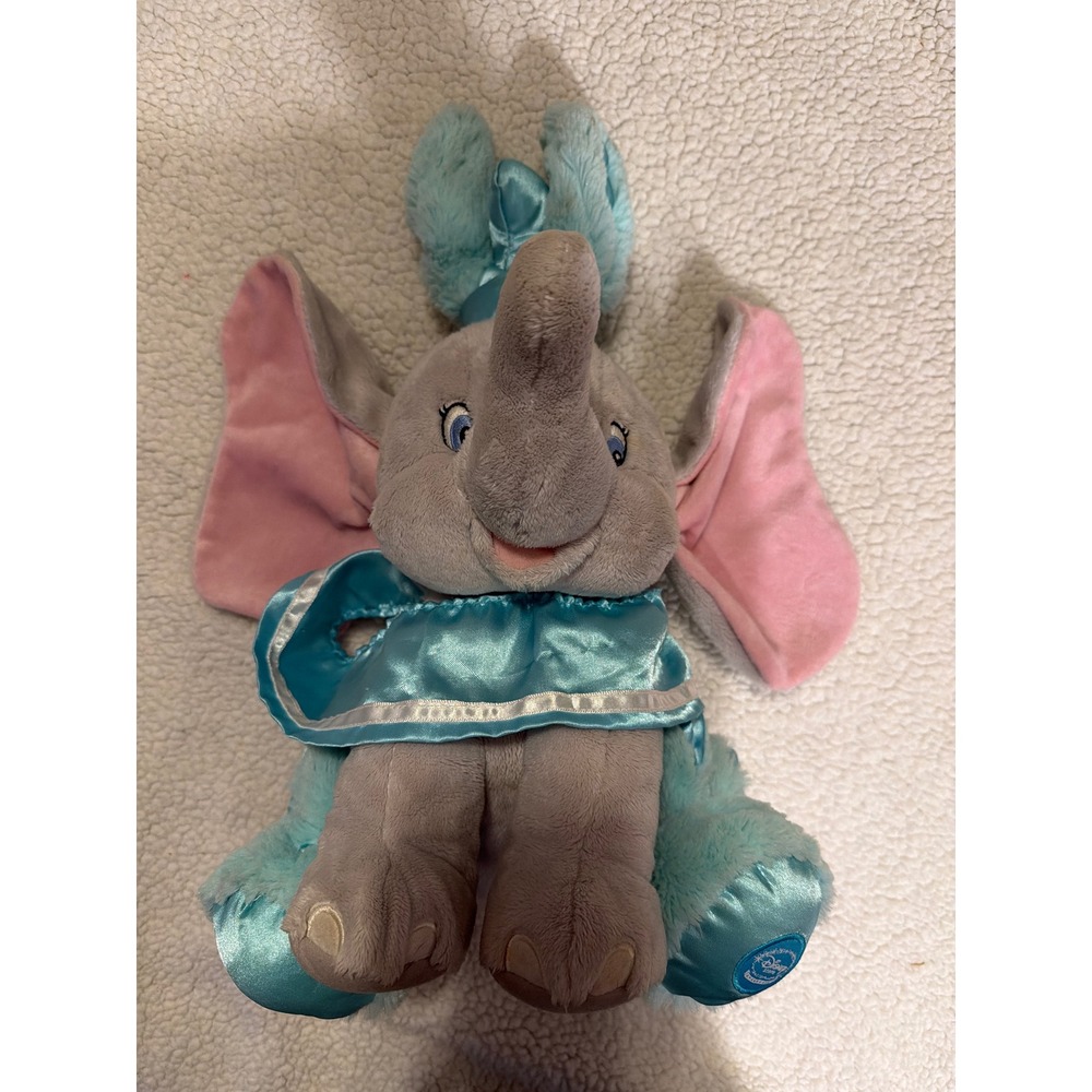 Disney Store Exclusive Dumbo Plush Gray Teal Circus Elephant Stuffed Animal 12"